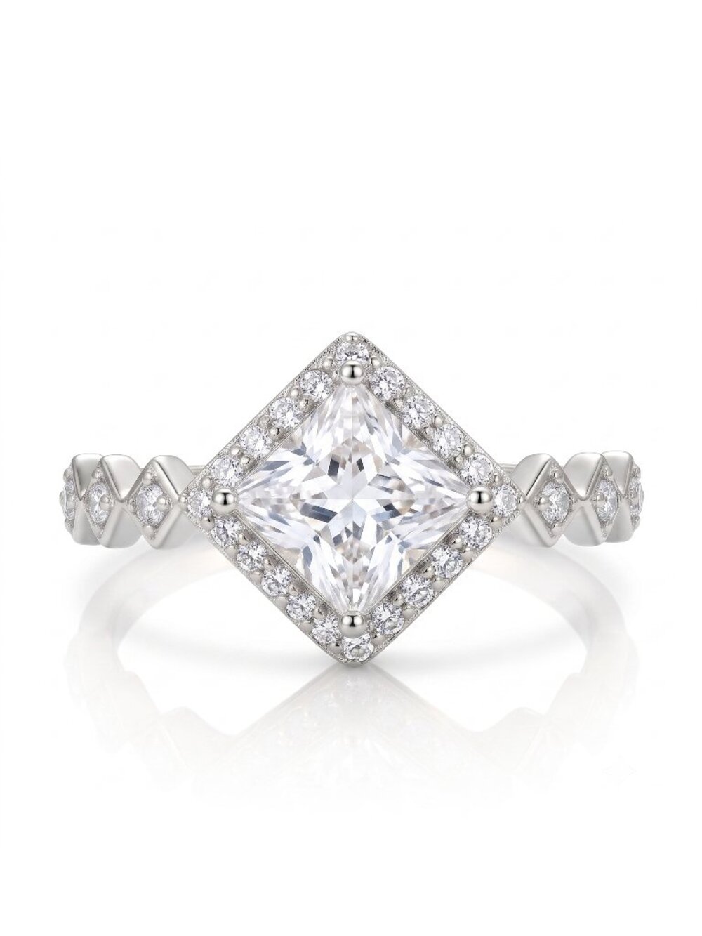 Vintage Princess Cut CZ Ring, 925 Sterling Silver